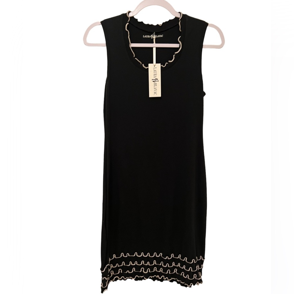 Laura Hlavac Black Dress with Ruffle Detail Large